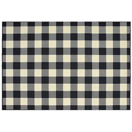 Configuracion Marina Indoor Outdoor Outdoor Geometric Rectangle Area Rug, Black - 6 ft. 7 in. x 9 ft. 6 in. CO1864954